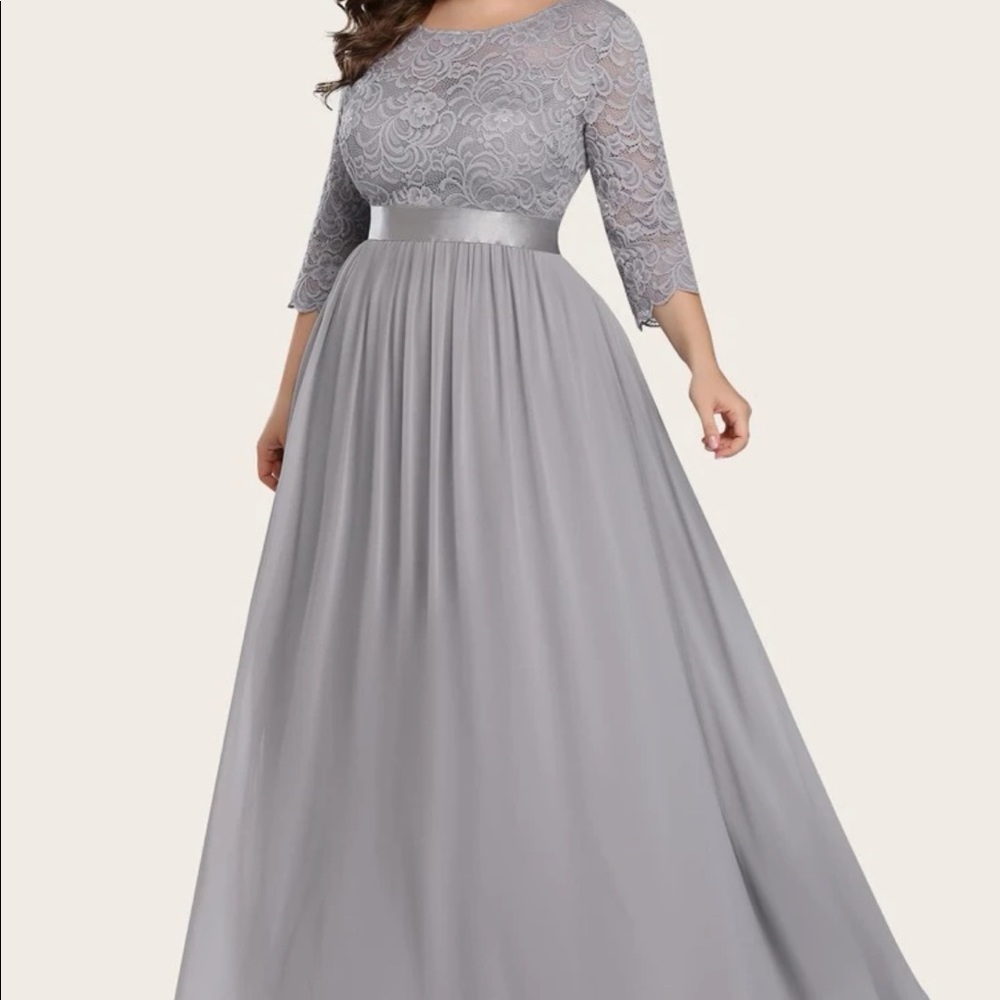 Ever Pretty Plus Low Back Lace Bodice Chiffon Dress